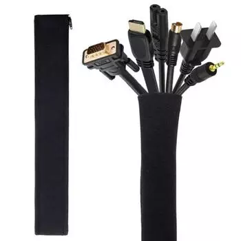 Рукав для прокладки компьютерного кабеля, шнур на молнии, органайзер для проводов, защитная крышка чёрный