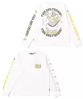 Рукав и принт на спине Chill Time Long T Рыбалка Лонгслив Средний [Cliff Mayer] Футболка Мужская Молочно-белая