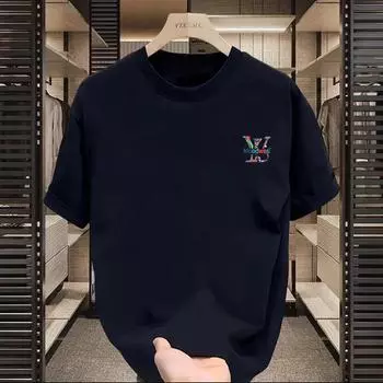 Рукав пять четвертей топ тренд буквы мелкий принт свободный все мода простая футболка короткий рукав M