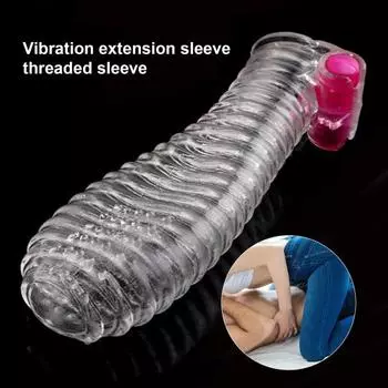 Рукав-удлинитель пениса Экологичный моющийся TPE Прозрачный рукав-вибратор для удлинения пениса для дома