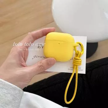 Рукава для наушников для Apple 1/2 поколения, чехол для беспроводных Bluetooth-наушников, Airpods 3-го поколения, новинка, кожаный плетеный шнурок-подвеска, Airpods 2, силиконовый, мягкий Apple Airpods Pro Shell + yellow ring leather rope