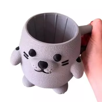 Рукава для пинты мороженого Чехол с ручкой для ложки Милые животные Мороженое A серый