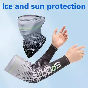 Рукава Ice Silk солнцезащитный крем манжета защита от ультрафиолета нарукавники противоскользящие мужские и женские длинные перчатки для активного отдыха на открытом воздухе велоспорт синий