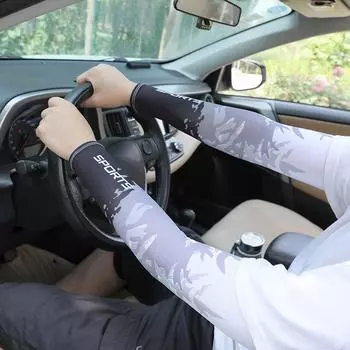 Рукава из ледяного шелка с солнцезащитным кремом, манжеты с защитой от ультрафиолета, нарукавники, противоскользящие, для мужчин и женщин, длинные перчатки для активного отдыха, для велоспорта, козырек as the picture