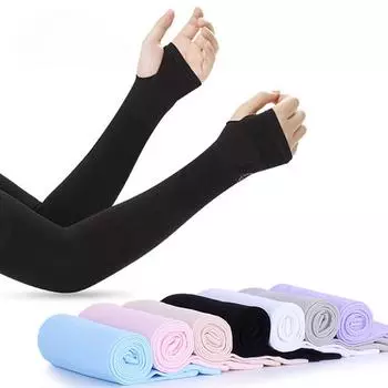 Рукава из ткани Ice Fabric Защита от ультрафиолета Утеплители Mangas Летние виды спорта Бег Велоспорт Вождение Светоотражающий солнцезащитный крем белый