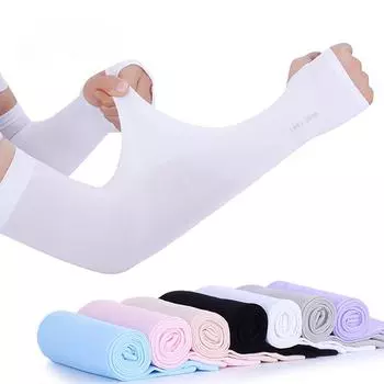 Рукава из ткани Ice Fabric Защита от ультрафиолета Утеплители Mangas Летние виды спорта Бег Велоспорт Вождение Светоотражающий солнцезащитный крем белый