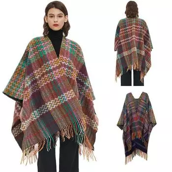 Рукава, манжеты, шаль в этническом стиле, шаль с кисточками и разрезом для зимних путешествий, осень и зима 155x130cm
