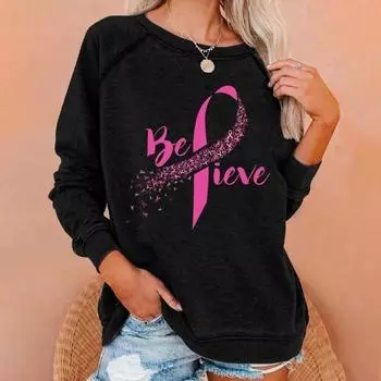 Рукава на плечах осень-зима свободная 3D-печатная толстовка с длинными рукавами и круглым вырезом Пуловеры и длинные рукава (Женский) S