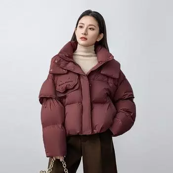 Рукава съемные пуховые хлопковые одежды женские маленькие 2024 новые зимние модные теплые хлебные одежды куртка модная M [Recommended below 55kg]