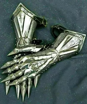 Рукавицы LOTR Дизайн Назгула Кольца Гравированные Средневековые Рукавицы Назгула серебряный