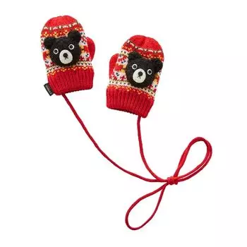 Рукавицы MIKI HOUSE Double Bee, вязаные с медведем Nordic M years Red [MIKI HOUSE] Перчатки, Перчатки, Ремешок, Узор, Мальчики, Девочки, Младенцы, Дети, Детская красный