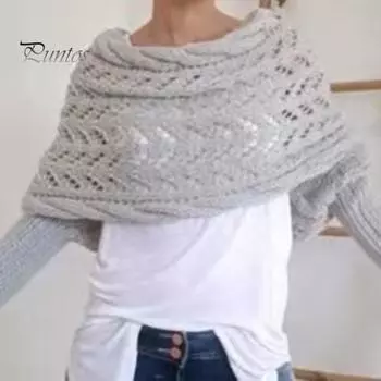 Рукавный шарф-шаль, однотонный, полый, скрученный, женский, в стиле бохо, плетеный шарф-косичка, зимняя одежда