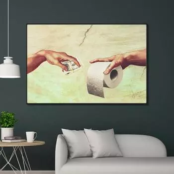 Руки держат доллары и плакаты с туалетной бумагой, настенные художественные принты на холсте, ретро-картины пальцами для гостиной, домашний декор, фотографии 21x30cm No Framed белый