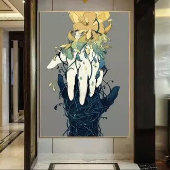 Руки, переплетенные с ветвями и лозами, абстрактное искусство, холст, печатная роспись, граффити, постер, уличное искусство, идеальный декор для гостиной, дома, стены, Куадрос 20x30cm No Frame белый