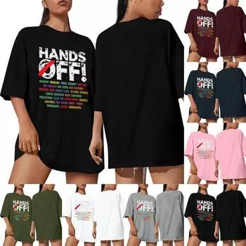 РУКИ ПРОЧЬ - Мужчины и женщины в одинаковом стиле Casual Fashion Street Slim с короткими рукавами Футболки Футболки вокруг текущих событий и политики L армия зеленый