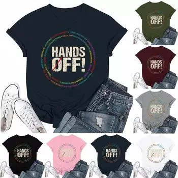 РУКИ ПРОЧЬ - Мужчины и женщины в одинаковом стиле Casual Fashion Street Slim с короткими рукавами Футболки Футболки вокруг текущих событий и политики L армия зеленый