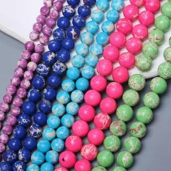 Рукоделие 15 /нить морской осадок императорская яшма для изготовления ювелирных изделий своими руками браслет ожерелье круглые свободные бусины натуральный камень 4/6/8/10 мм 4mm/40pcs небесно-голубой