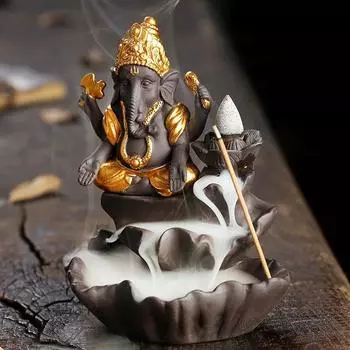 Рукоделие Lucky Ganesha Слон Водопад Курильница с обратным потоком Домашний Декор Держатель для ароматических палочек Лотос Курильница (Нет благовоний) AP17 Only Burner