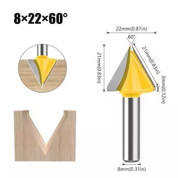Рукоятка 8 мм 60 градусов 90120 градусов 150 градусов 3D нож V-образный нож 3D нож Нож для компьютерной гравировки Нож для деревообработки V-образная фреза 8*22*60°