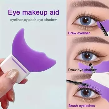 Руководство по подводке глаз и ресницам: Инструмент для нанесения теней Crescent Baffle Eyeshadow Tool для начинающих визажистов Newbie Eye Makeup Assistant кремовый/белый