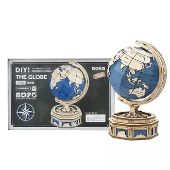 Руководство пользователя на японском языке Robotime 3D Wood Puzzle ST002 Globe Tsukurunsu® [Официальная продажа/включена версия на японском языке] синий