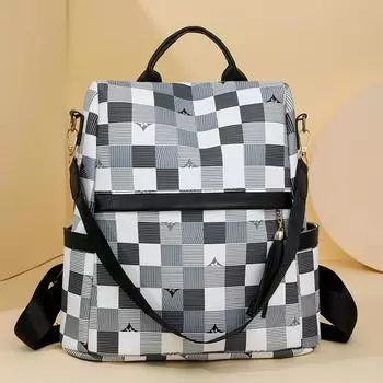 Рюкзак Anti-Theft с клетчатым принтом, многофункциональный, большой емкости, женский водонепроницаемый рюкзак жёлтый