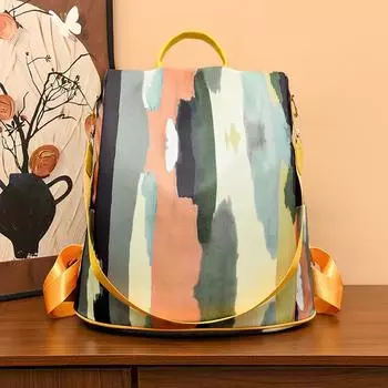 Рюкзак Anti-Theft, женская многофункциональная сумка через плечо, красочный принт, легкая дорожная сумка Oxford для женщин серый