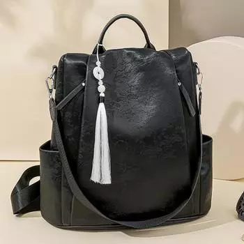 Рюкзак Anti-Theft, женская сумка через плечо в стиле ретро, дорожный рюкзак чёрный