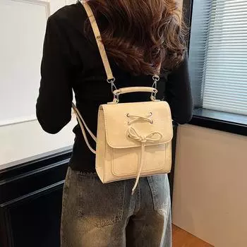 Рюкзак-бант для женщин 2024 года, летняя простая повседневная сумка, нишевая мода, рюкзак через плечо розовый