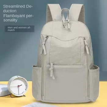 Рюкзак большой емкости через плечо, легкий водонепроницаемый дорожный рюкзак, нейлоновый портативный рюкзак, однотонный школьный рюкзак для школьников оранжевый