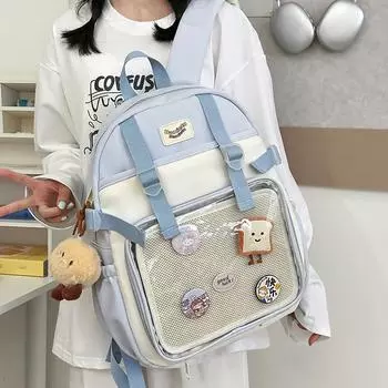 Рюкзак большой емкости для девочек-подростков, однотонный школьный рюкзак чёрный