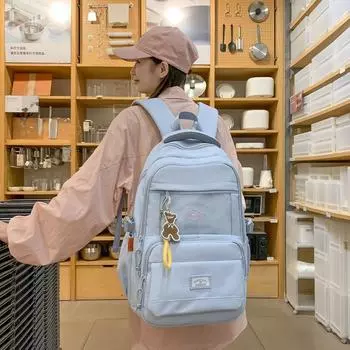 Рюкзак большой емкости для младших школьников, школьная сумка в студенческом стиле розовый