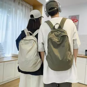 Рюкзак большой емкости для пар, женский однотонный рюкзак, мужской уличный водоотталкивающий легкий студенческий нейлоновый школьный рюкзак чёрный