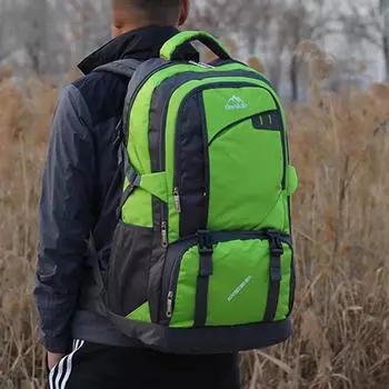 Рюкзак большой емкости для походов на открытом воздухе, кемпинга, водонепроницаемый рюкзак из ткани Оксфорд, мужская сумка для путешествий на большие расстояния, женская сумка для багажа 80L зелёный