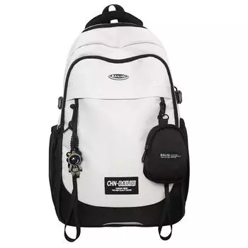 Рюкзак большой емкости для школьников, унисекс, принтованный рюкзак с кошельком для монет белый