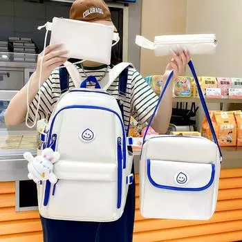 Рюкзак большой емкости для школьников средней школы, повседневный рюкзак белый