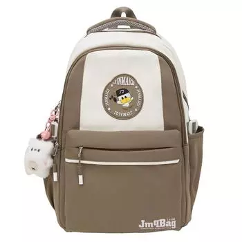 Рюкзак большой емкости для учащихся средней школы, школьный рюкзак с цветными блоками, женский кампусный рюкзак чёрный