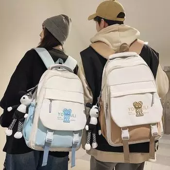 Рюкзак большой емкости для женщин в школьном стиле чёрный