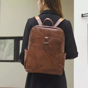 Рюкзак большой емкости из мягкой кожи, женский однотонный рюкзак, дорожная сумка для компьютера чёрный