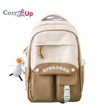 Рюкзак большой емкости контрастного цвета, нейлоновый повседневный рюкзак с принтом, школьная сумка для школьников младших классов 46x31x14cm чёрный