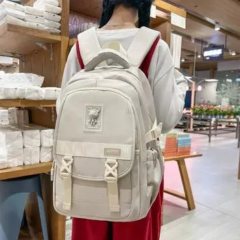 Рюкзак большой емкости, однотонный школьный рюкзак для девочек белый