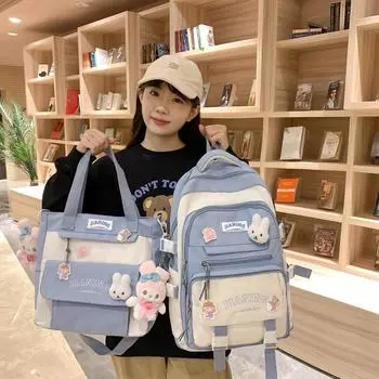 Рюкзак большой емкости, повседневный рюкзак для девочек, ученица средней школы, простая школьная сумка handbag чёрный