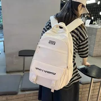 Рюкзак большой емкости с буквенным принтом, школьный женский рюкзак для компьютера чёрный