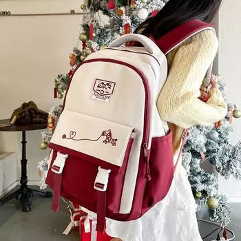 Рюкзак большой емкости с цветными блоками, женский рюкзак для школьников младших классов, школьный рюкзак фиолетовый