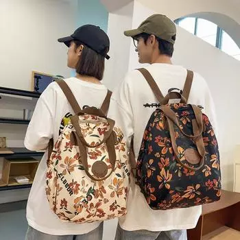 Рюкзак большой емкости с цветочным принтом, женский легкий рюкзак, дорожная сумка через плечо для мужчин чёрный