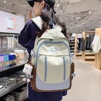 Рюкзак большой емкости, студенческий школьный рюкзак, контрастный цветной рюкзак, дорожная сумка оранжевый/розовый