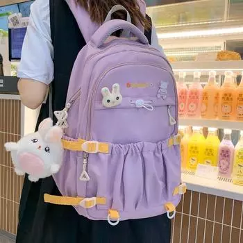 Рюкзак большой емкости в кампусном стиле, школьный рюкзак для учащихся средней школы чёрный