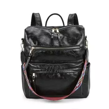 Рюкзак большой емкости в стиле ретро, женский рюкзак из искусственной кожи, женский рюкзак, дорожные рюкзаки, школьные сумки на плечо, рюкзак Mochila чёрный