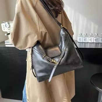 Рюкзак большой емкости, женская сумка через плечо из мягкой кожи коричневый