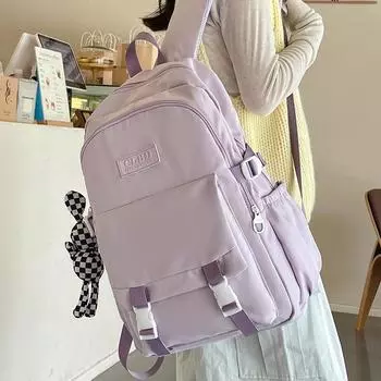 Рюкзак большой емкости, женский однотонный школьный рюкзак, мужской студенческий рюкзак чёрный